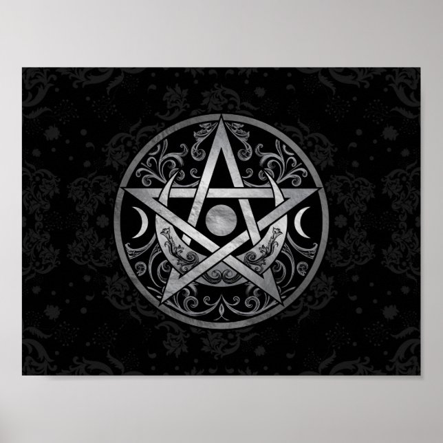Poster Pentagramme - Argent et Noir (Devant)