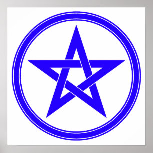 Poster Pentagramme de pentacle bleu