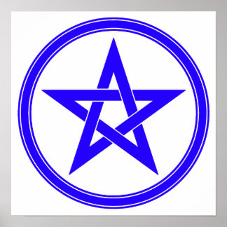 Poster Pentagramme de pentacle bleu
