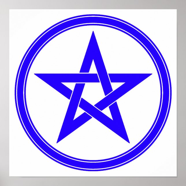 Poster Pentagramme de pentacle bleu (Devant)