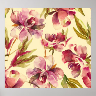 Poster Peonies Aquarelle : Bliss Arrière - plans sans cou
