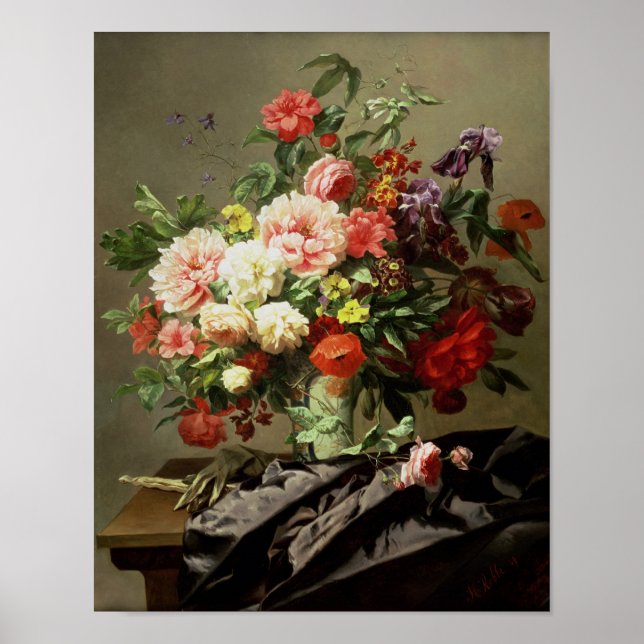 Poster Peonies, Pavois et Roses, 1849 (Devant)