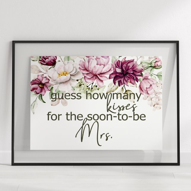 Poster Peonies Pink Burgundy Devinez Combien De Baisers J (Créateur téléchargé)