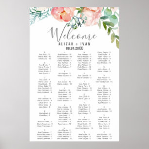 Poster Peonies romantiques Graphique de siège alphabétiqu