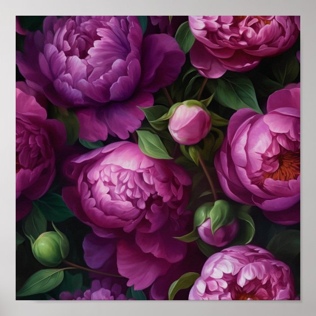 Poster Peony Floral Art (Devant)