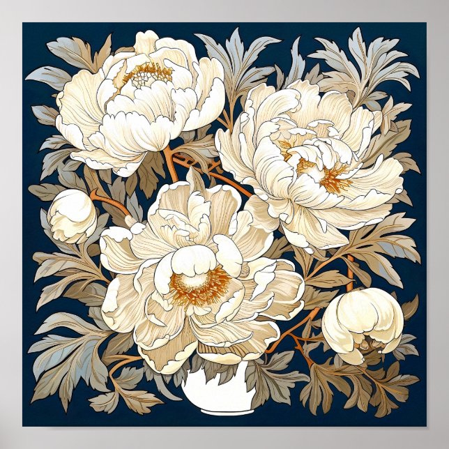 Poster Peony Flowers Art Print (Devant)