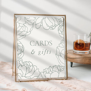 Poster Peony Garden Dusty Sage Green Floral Cartes & Cade