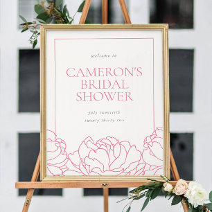 Poster Peony Garden Rose Fête des mariées Florale Bienven