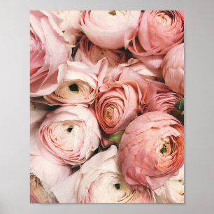 Poster Peony, imprimé de broussailles, photo de fleurs ro