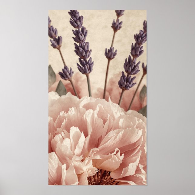 Poster Peony & Lavender Harmony (Devant)