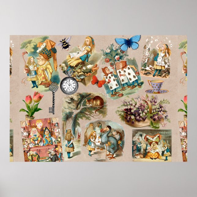 Poster Pépinière Alice Colorée 1800 Classique Wonderland (Devant)
