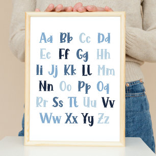 Poster Pépinière Alphabet Bleu