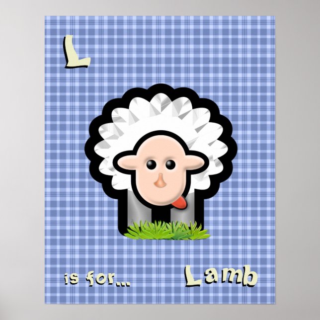 Poster Pépinière bleue personnalisée - agneau (Devant)