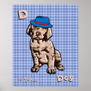 Poster Pépinière bleue personnalisée - Chien
