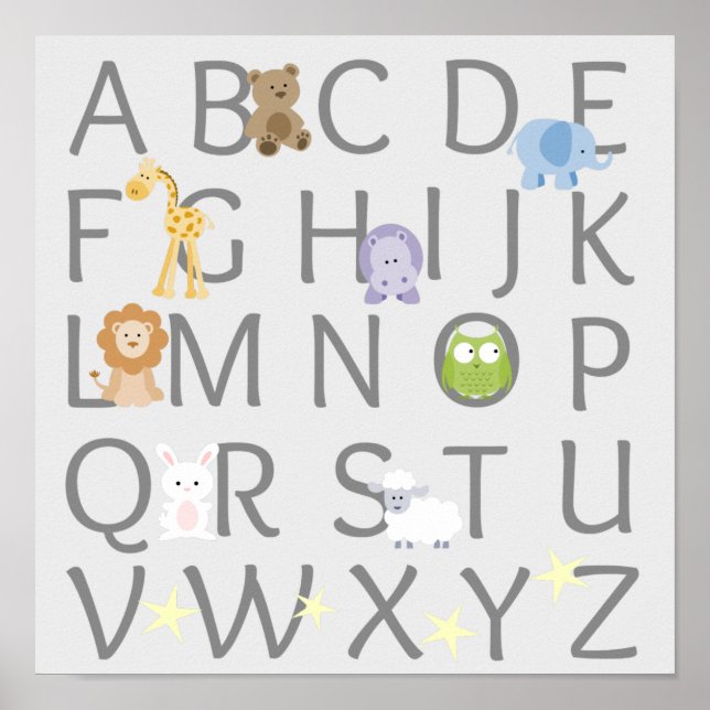 Poster Pépinière d'alphabet animal (Devant)