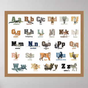 Poster Pépinière d'alphabet animal et enfants 24 x 20