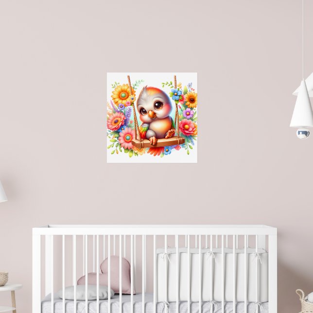 Poster Pépinière de rhinocéros d'oiseaux mignons (Pépinière 2)