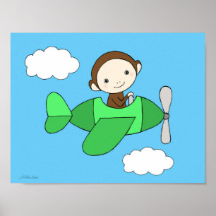 Poster Pépinière de singes Imprimer Joli singe dans l'avi