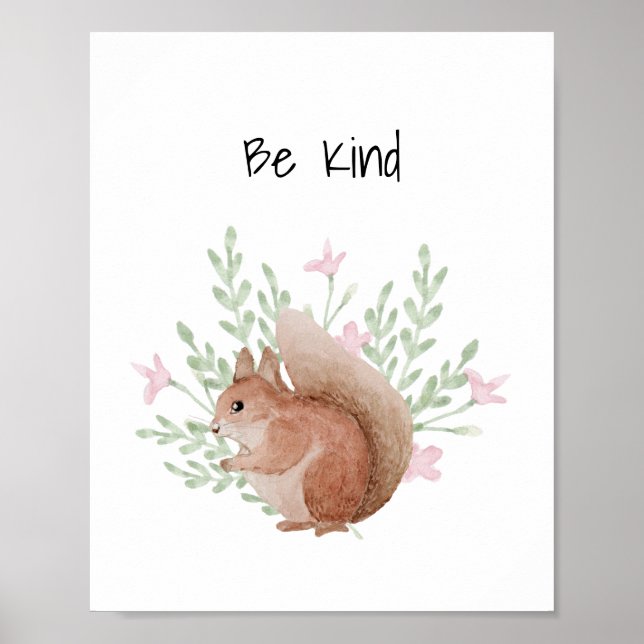 Poster Pépinière Mur Art Bébé Écureuil animal être nature (Devant)
