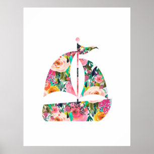 Poster Pépinière murale marine bateau à voile