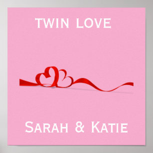 Poster Pépinière Twin Love personnalisée