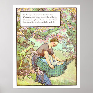 Poster Pépinière vintage Imprimer - Hush-a-bye, bébé
