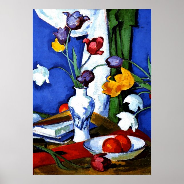 Poster Peploe - Tulipes et fruits (Devant)