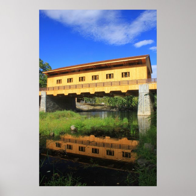 Poster Pepperell MA Nouveau pont couvert Vue de la rivièr (Devant)