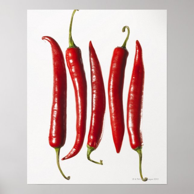 Poster Peppers chili dans une rangée (Devant)