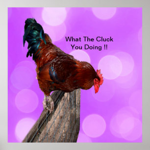 Poster Perché en Majesté : coq sur Dreamy Purple Glow