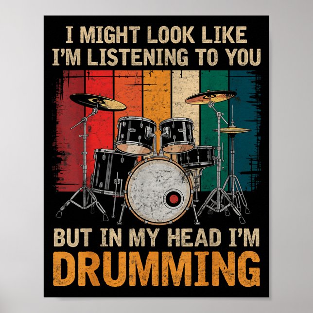 Poster Percussionist Drumming For Drum Set Lover Drummers (Devant)