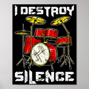 Poster Percussionniste de batterie batteurs je détruis le