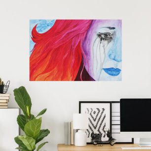 Poster Perdre la couleur Surreal Rainbow Woman Art origin