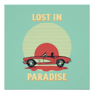 Poster Perdu au paradis – Couleur Rétro d'un Cabriolet au