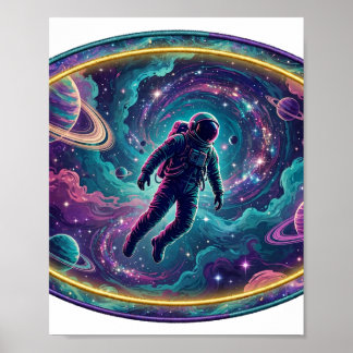 Poster Perdu dans la nébuleuse — Art spatial astronaute