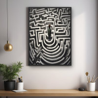 Perdu dans le Maze Art Abstrait noir et blanc