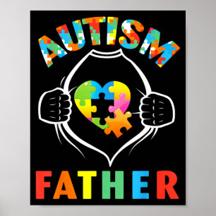 Poster Père autiste Super-héros Puzzle Cœur Sensibilisati