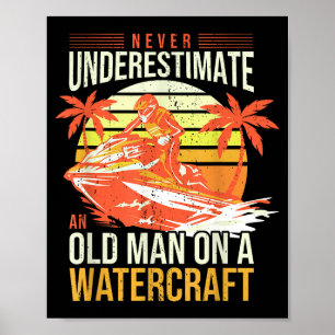Poster Père en moto aquatique pilote de jet-stream homme 
