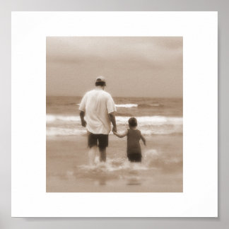 Poster Père et Fils à la plage