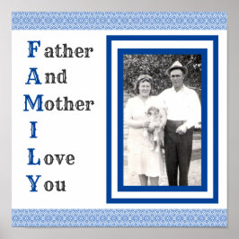 Poster Père et mère Je t'aime Photo de famille