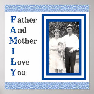 Poster Père et mère Je t'aime Photo de famille