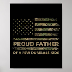 Poster Père fier de quelques enfants drôle camo fête des