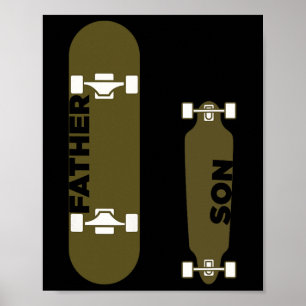 Poster Père Fils Skateur Skateboard Planche De Skate F