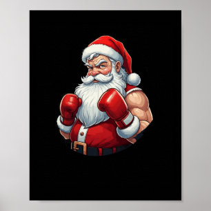 Poster Père Noël A Boxer Funny Christmas Boxing Ho Ho Ho-