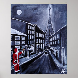 Poster Père Noël à Paris Peinture d'Alfred Fox
