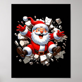 Poster Père Noël à travers les Murs Noël Enfants Garçons