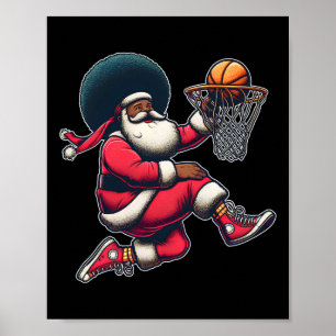 Poster Père Noël afro-américain de Noël rétro Sketch