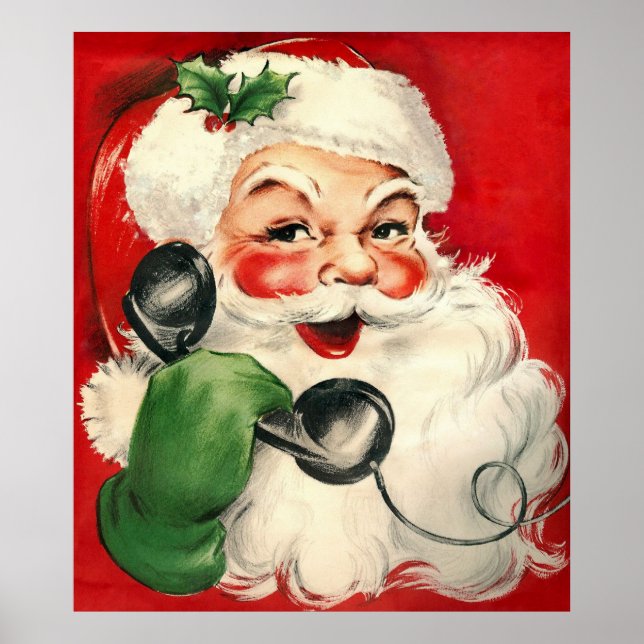 Poster Père Noël au téléphone (Devant)