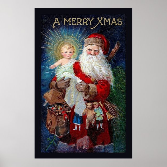 Poster Père Noël avec Christ Enfant (Devant)