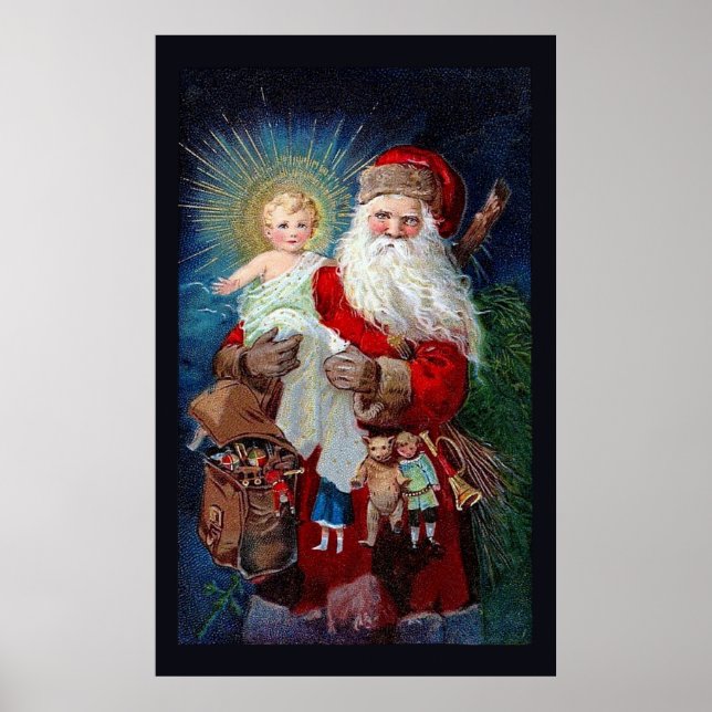 Poster Père Noël avec Christ Enfant (Devant)